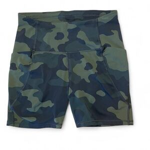 Target Women’s Camo High-Waist Athletic Shorts in Green and Dark Green